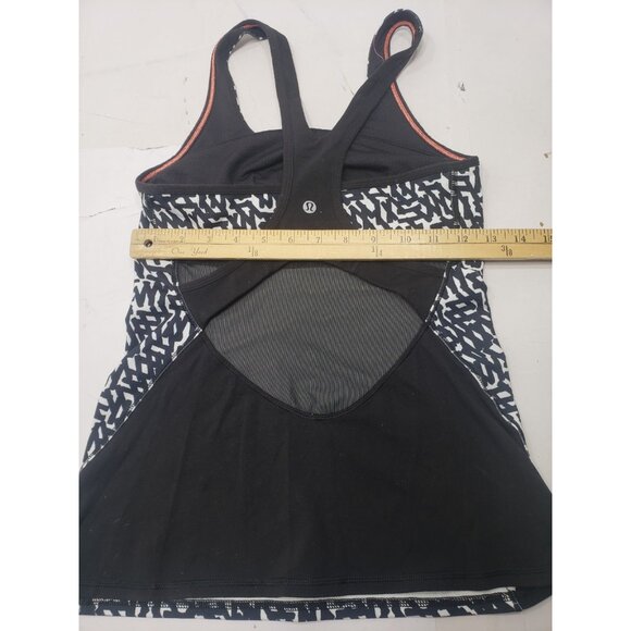 Lululemon Top Women's 4 Black White Crossback Mesh Net Top With Run Times Shorts - Picture 4 of 8